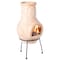 Vintiquewise Outdoor Clay Chiminea Sun Design Charcoal Burning Fire Pit with Metal Stand QI003973 - alternate 1